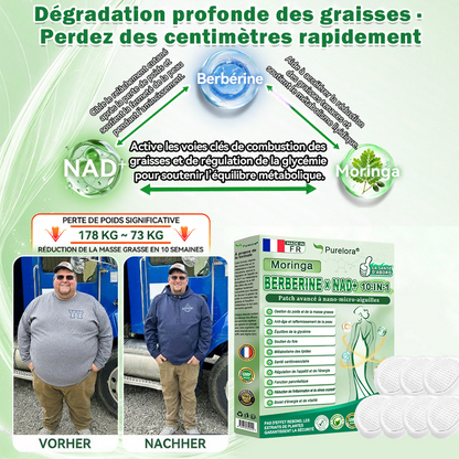 🔥 Coup de cœur des clients丨Purelora® Moringa Berbérine x NAD+ Patch Nano-Microneedle 10-en-1 Une application par jour, changements visibles dès 7 jours. Pour accompagner la gestion du poids, la fermeté de la peau et le bien-être global
