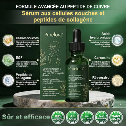 Changez de l’intérieur vers l’extérieur | ✨ Purelora® Sérum Activateur EGF & Peptides de Cuivre dérivés de cellules souches (Active intensément le renouvellement cutané pour une peau plus ferme et plus lisse)
