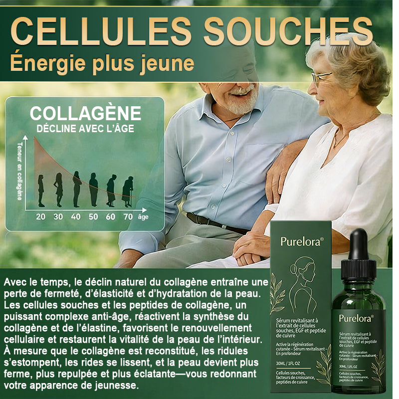 Changez de l’intérieur vers l’extérieur | ✨ Purelora® Sérum Activateur EGF & Peptides de Cuivre dérivés de cellules souches (Active intensément le renouvellement cutané pour une peau plus ferme et plus lisse)
