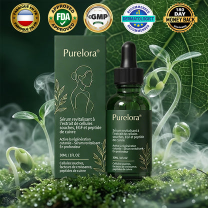 Changez de l’intérieur vers l’extérieur | ✨ Purelora® Sérum Activateur EGF & Peptides de Cuivre dérivés de cellules souches (Active intensément le renouvellement cutané pour une peau plus ferme et plus lisse)