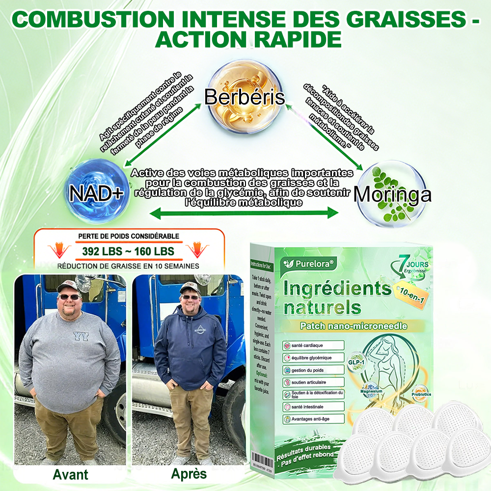 🔥 Nouveauté 2026丨Purelora® Patch Nano Microneedle 10-en-1 aux ingrédients naturels Une application par jour, changements visibles dès 7 jours. Pour accompagner la gestion du poids et le bien-être global.