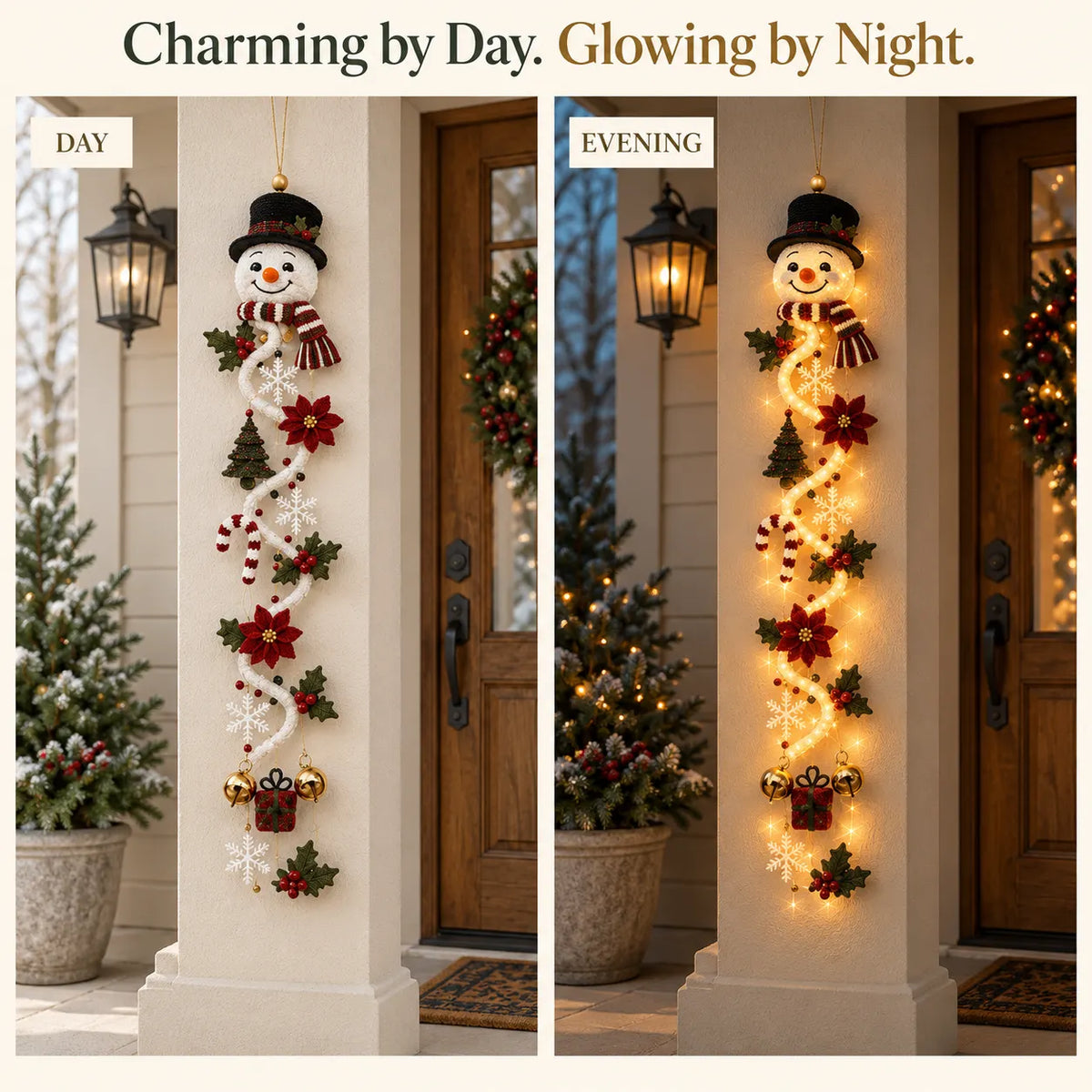 🎄 Glowing Christmas Door Hanger | 6 Festive Lighted Designs with Warm Glow, Dimensional Details & Space-Saving Vertical Décor ✨