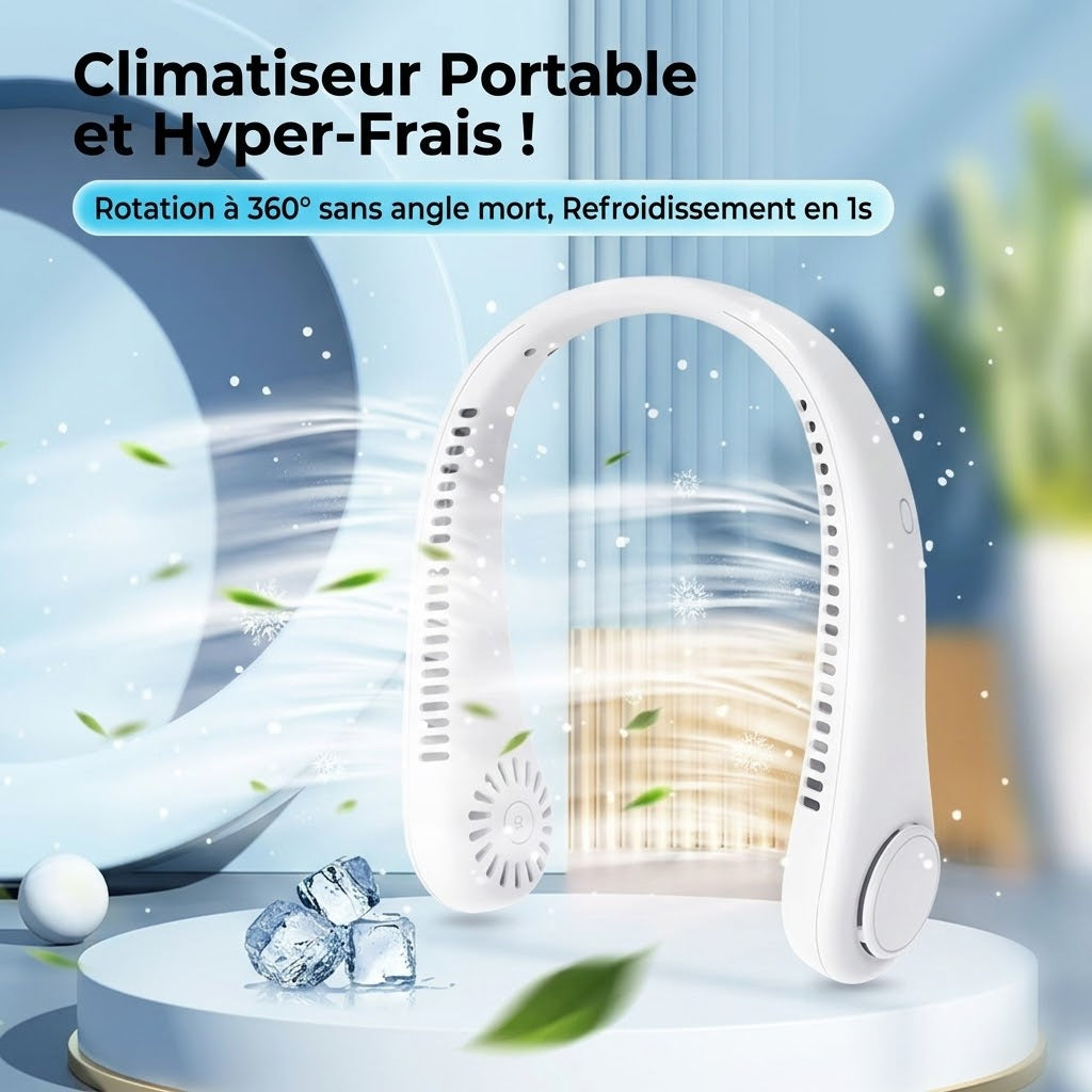 ❄️ Best-seller Été 2026 ❄️ Ventilateur de cou portable sans pales – Fraîcheur rapide en 3 secondes