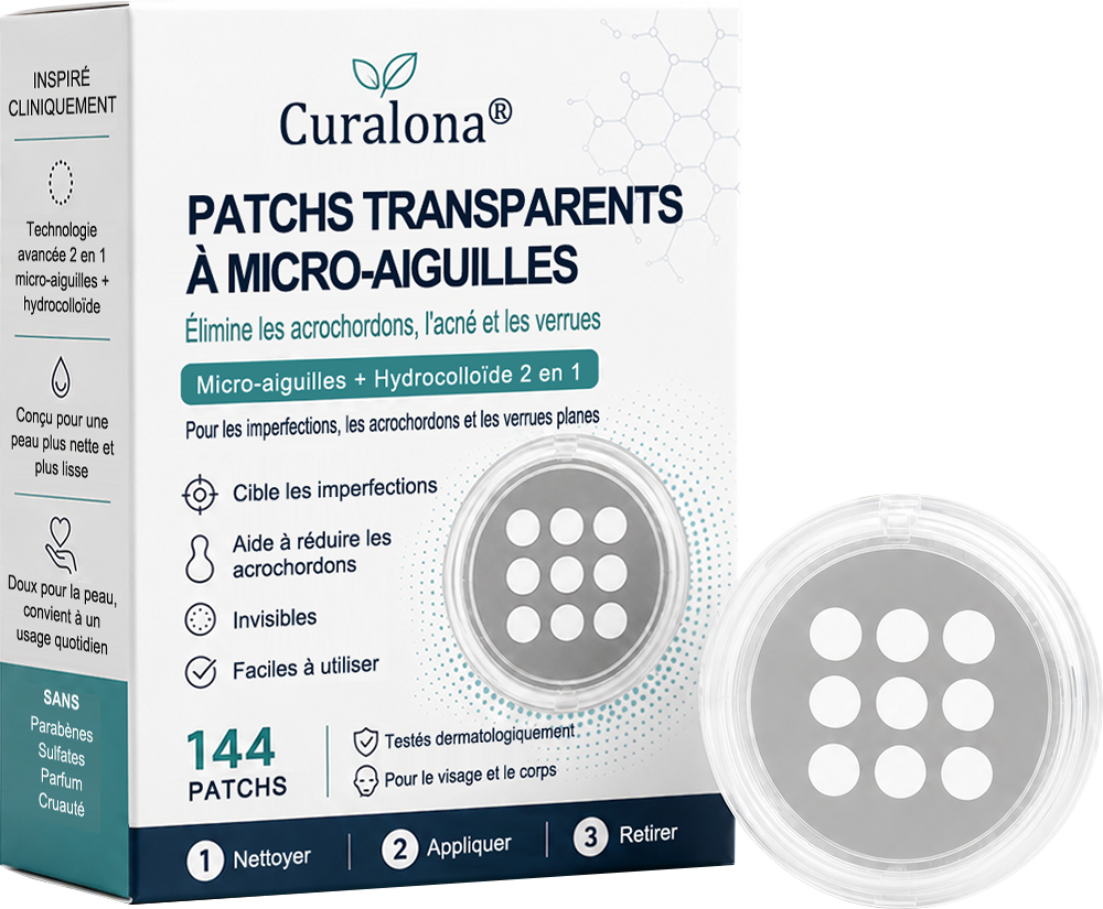 Curalona® Patchs Micro-Aiguilles & Hydrocolloïdes 2-en-1  | Cible les imperfections, verrues planes et acrochordons | Invisible • Facile à utiliser • Visage & Corps