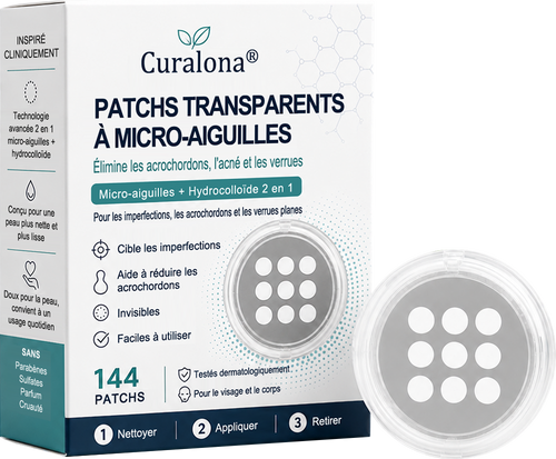 Curalona® Patchs Micro-Aiguilles & Hydrocolloïdes 2-en-1  | Cible les imperfections, verrues planes et acrochordons | Invisible • Facile à utiliser • Visage & Corps