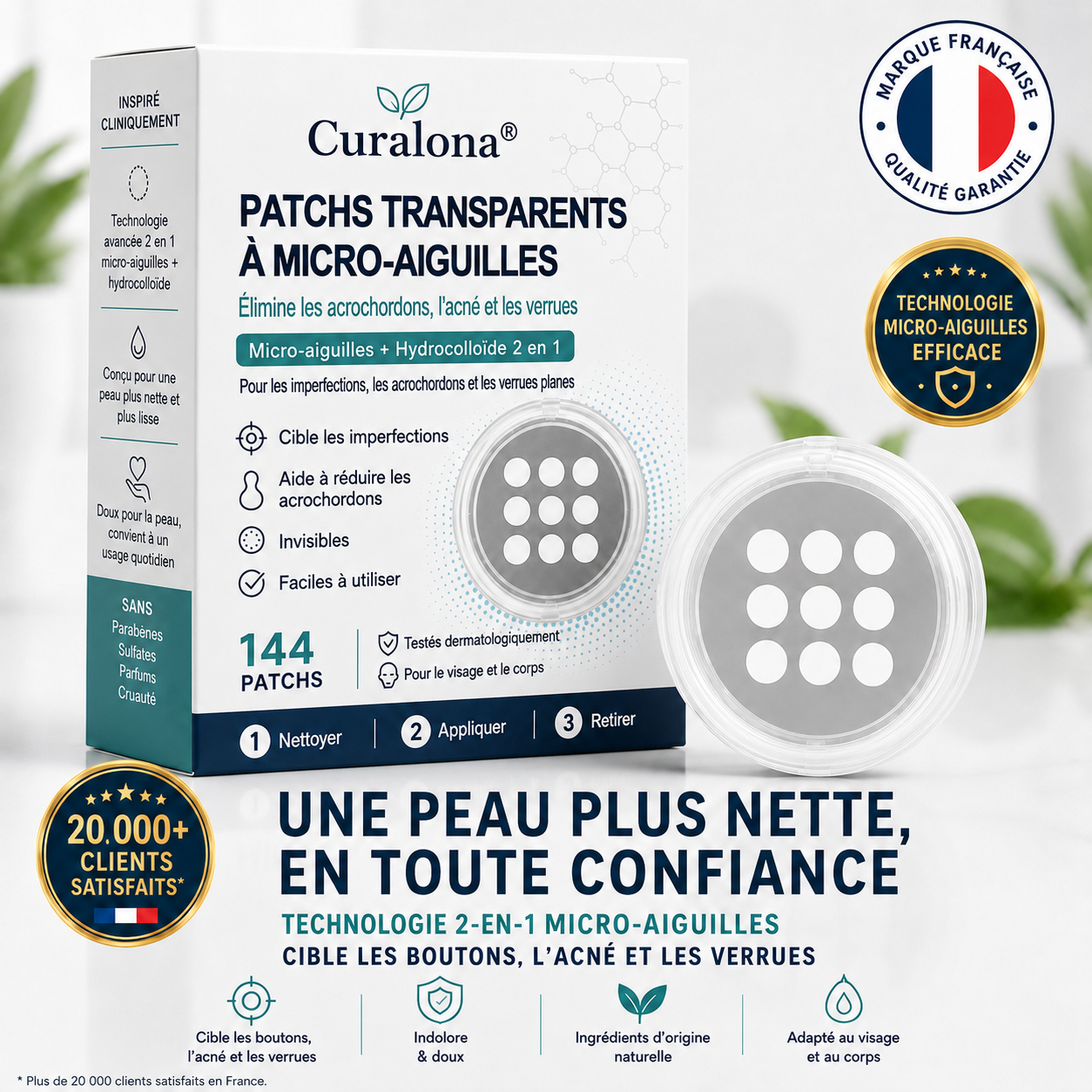 🔥 DERNIER JOUR SOLDES -80%✨Curalona® Patchs Micro-Aiguilles & Hydrocolloïdes 2-en-1 🍀 | Cible les imperfections, verrues planes et acrochordons