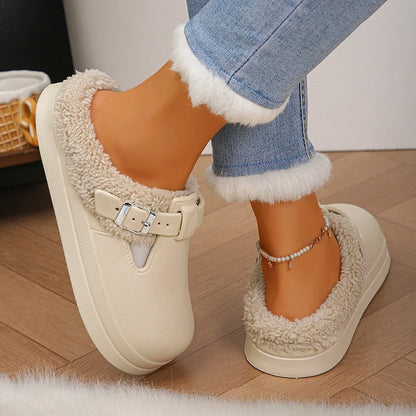 🔥 𝑫𝑬𝑹𝑵𝑰𝑬𝑹 𝑱𝑶𝑼𝑹 𝑫𝑬 𝑺𝑶𝑳𝑫𝑬𝑺-𝟖𝟎% ✨Sabots Fourrés à Boucle – Doux, Chauds et Ultra-Confortables